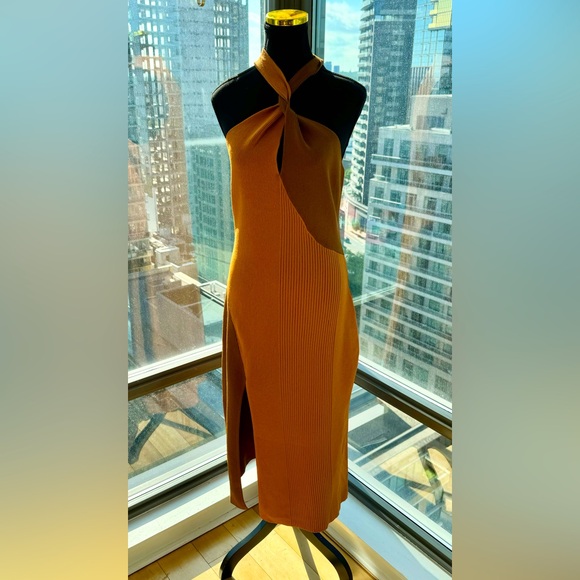 🆕 NICHOLAS 🧿 NWT Daija Twisted Two-Tone Ribbed Knit Midi Dress - Picture 2 of 16